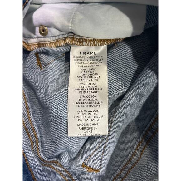 FRAME Le High High-Rise Distressed Stretch Straight-Leg Jeans Sz 27 - Picture 6 of 12